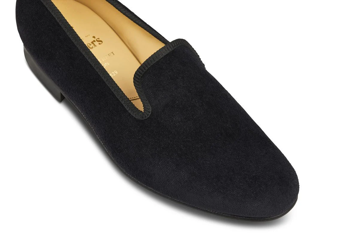 CHURCHILL VELVET SLIPPER - Black