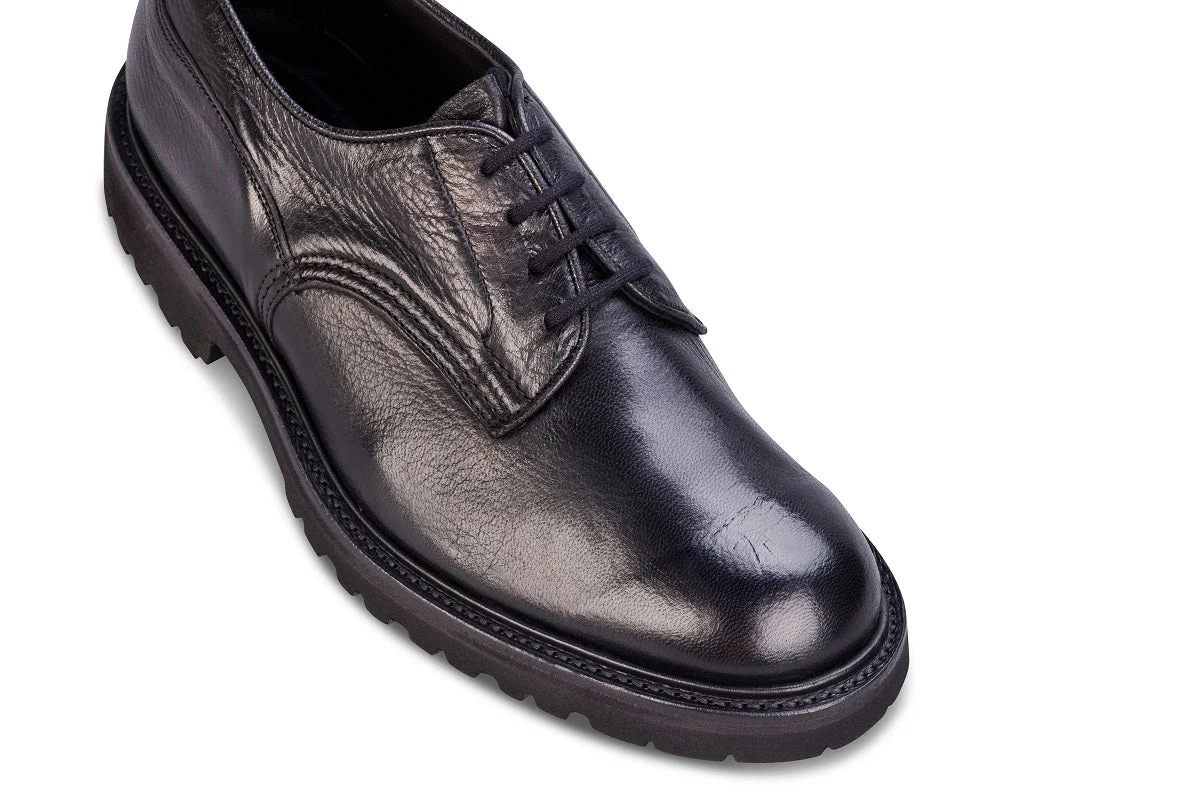 Woodstock Plain Derby Country Shoe - Black Olivvia Deerskin