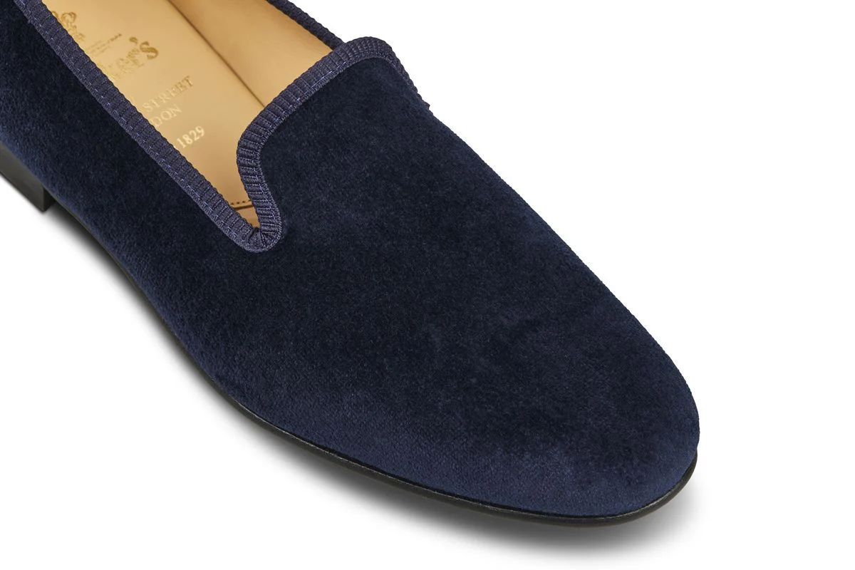 CHURCHILL VELVET SLIPPER - Navy