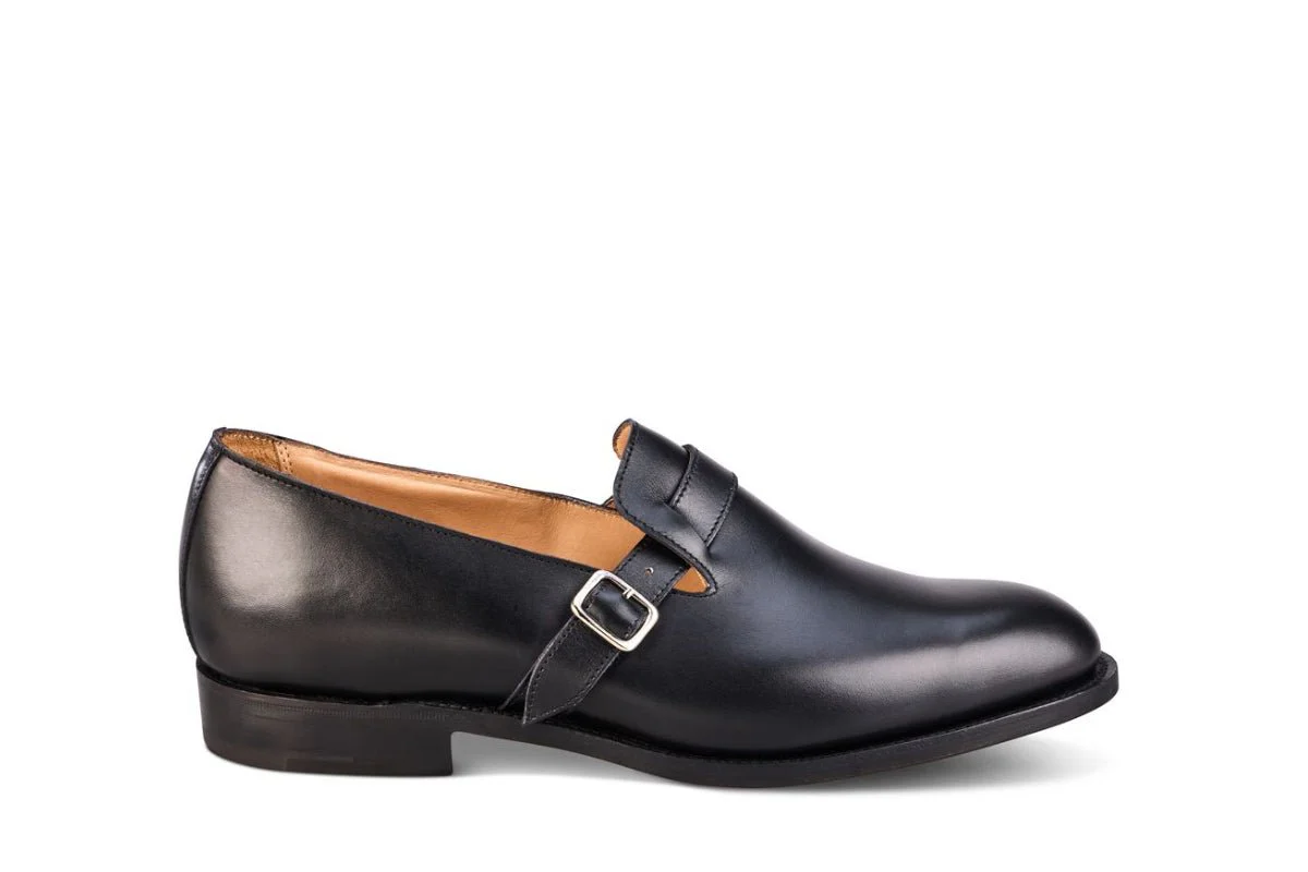 Niles Single Buckle Loafer - Black Calf