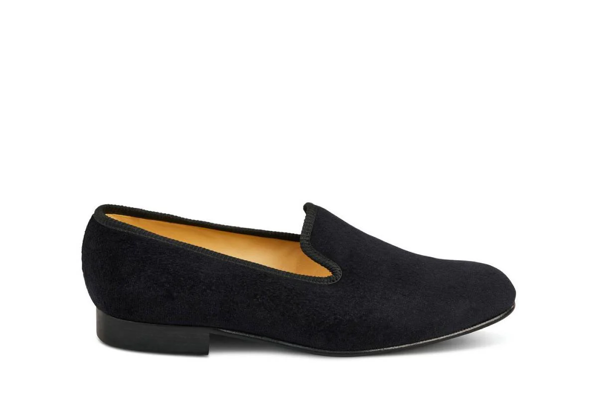 CHURCHILL VELVET SLIPPER - Black