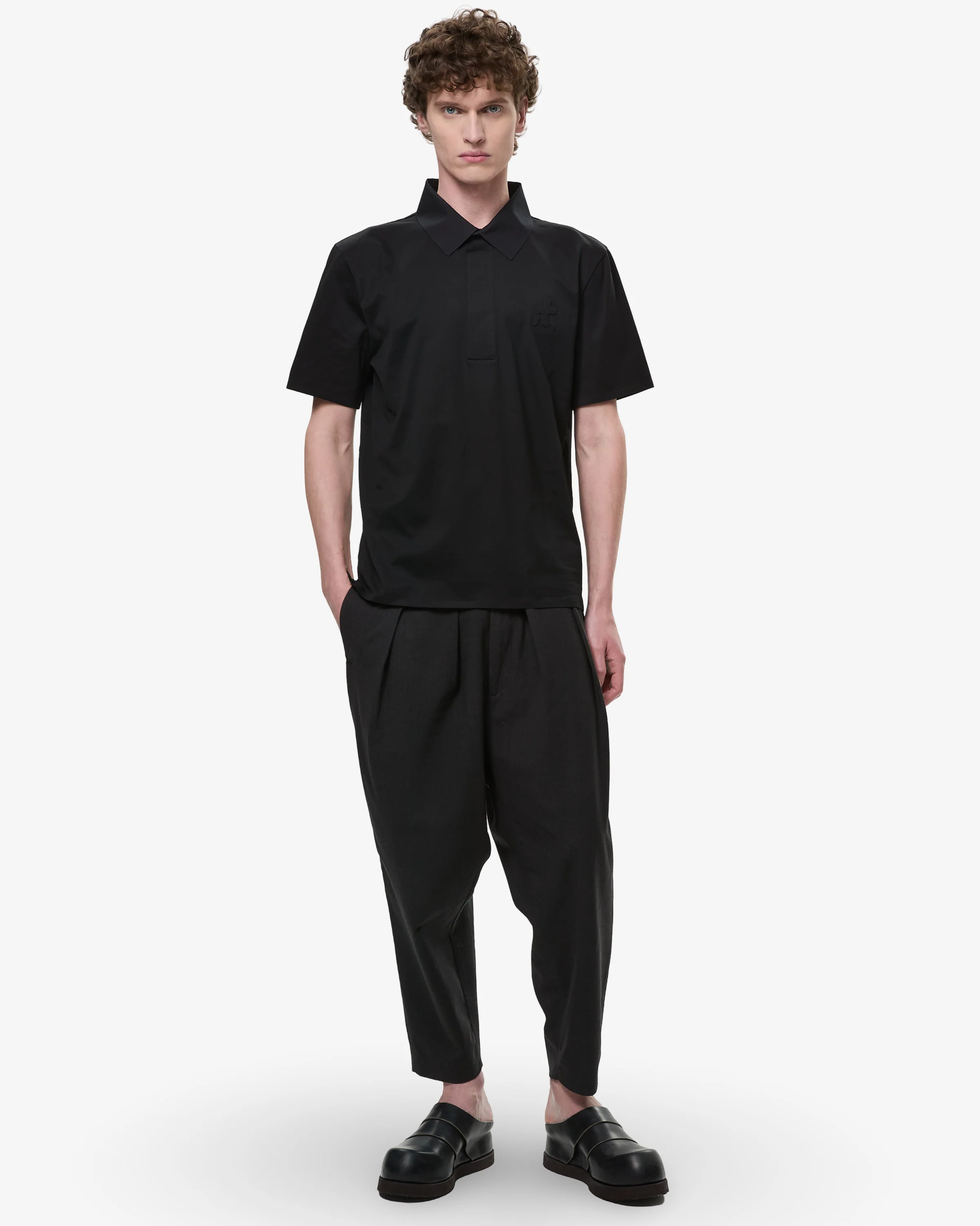 Polo Over in Cotton Jersey Black