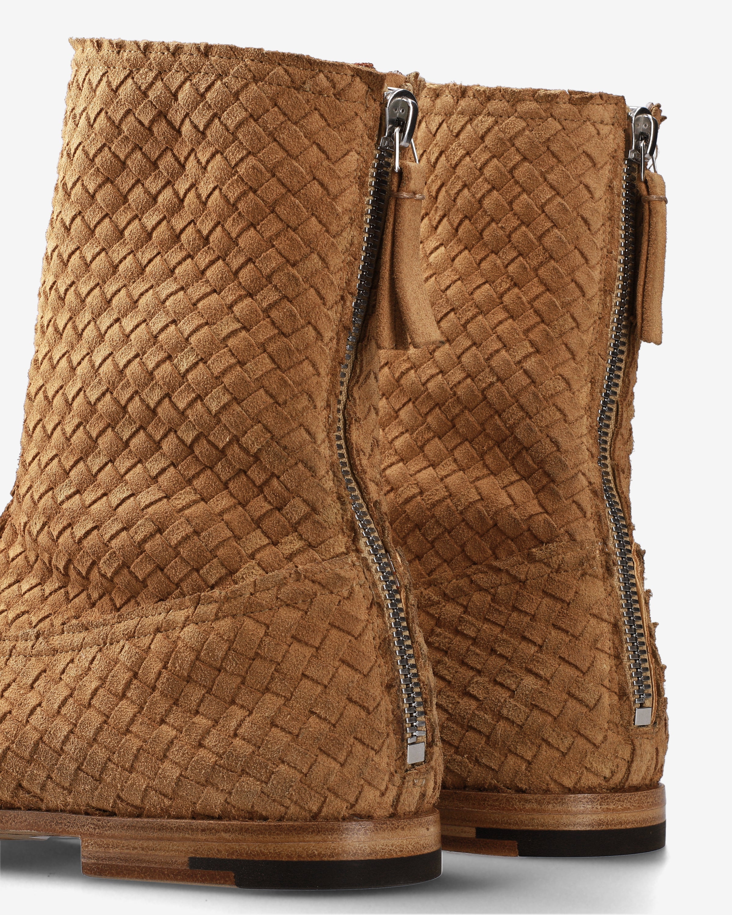 Ankle Boot with Braided Suede Upper and Leather Sole