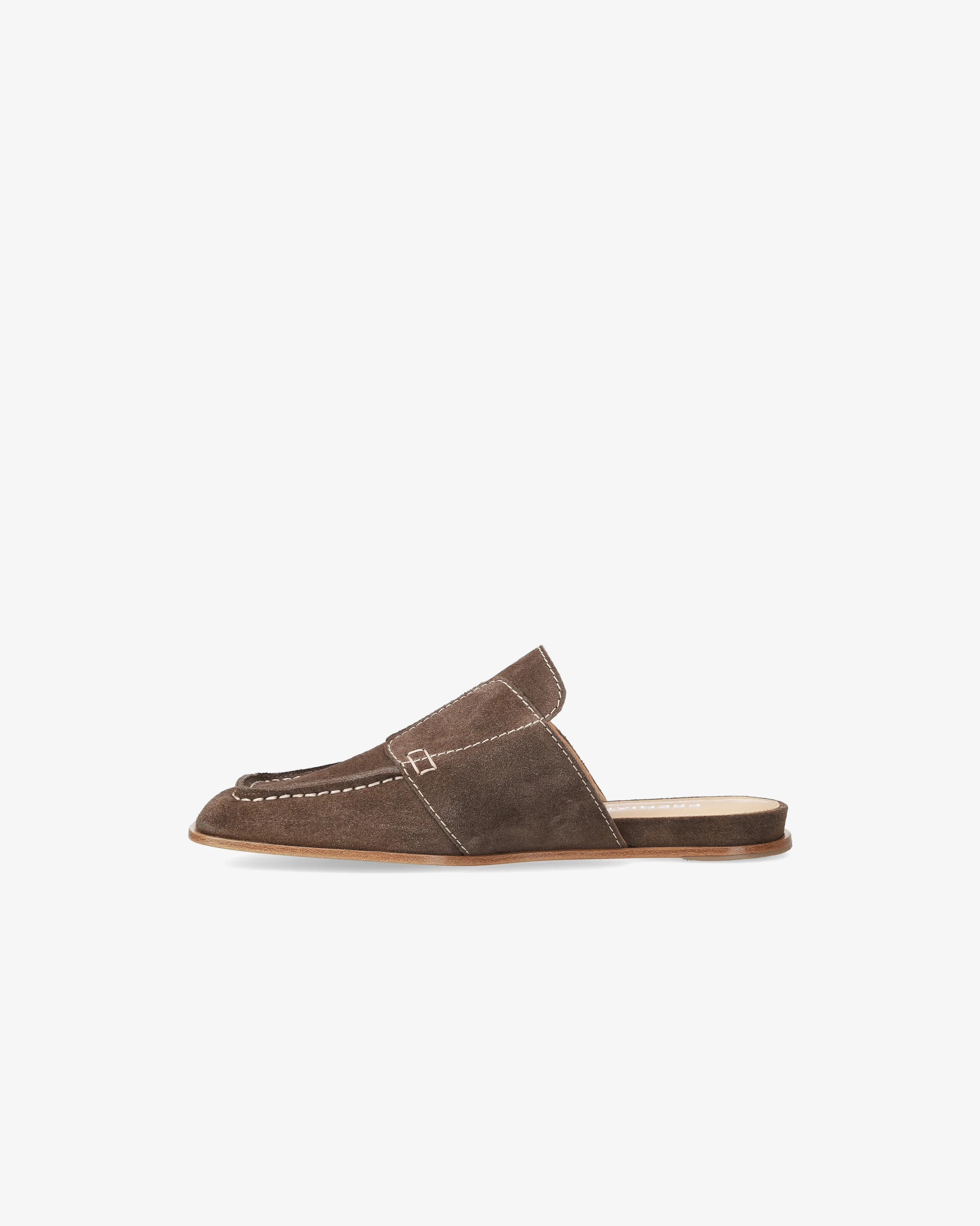 Calfskin Sabot with Exposed Stitching