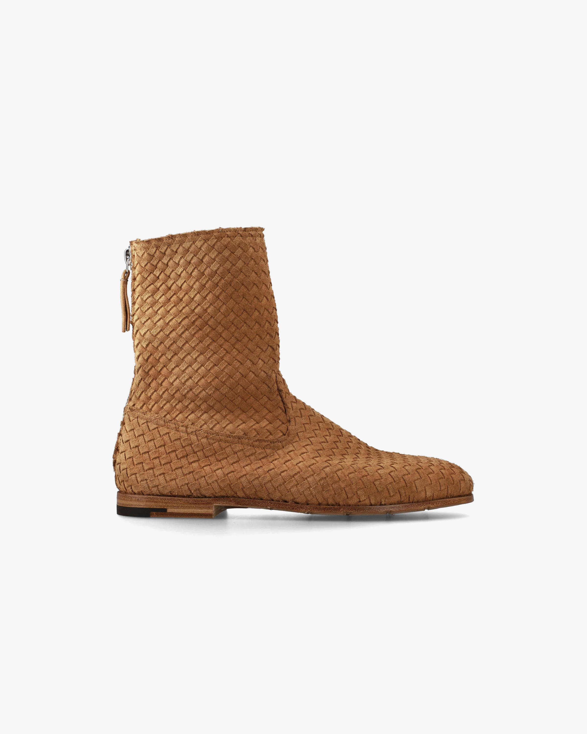 Ankle Boot with Braided Suede Upper and Leather Sole