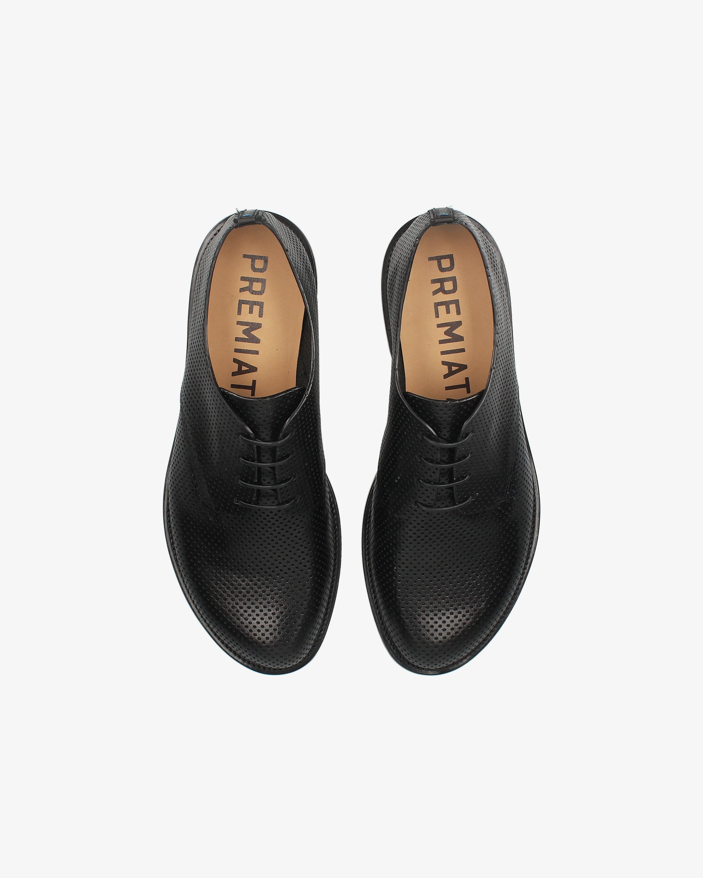 Perforated Leather Derby with Leather Sole