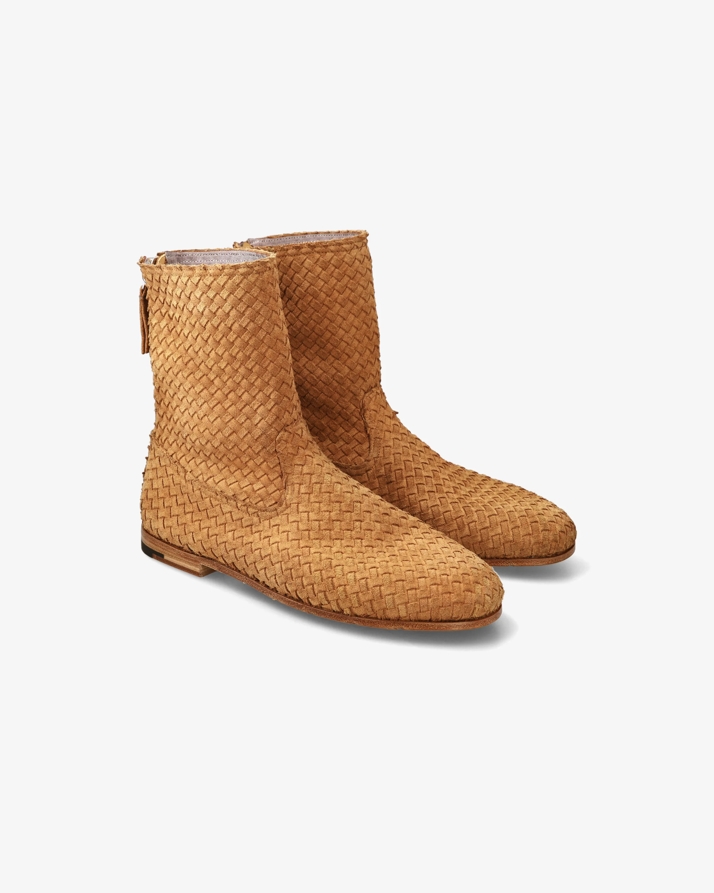 Ankle Boot with Braided Suede Upper and Leather Sole