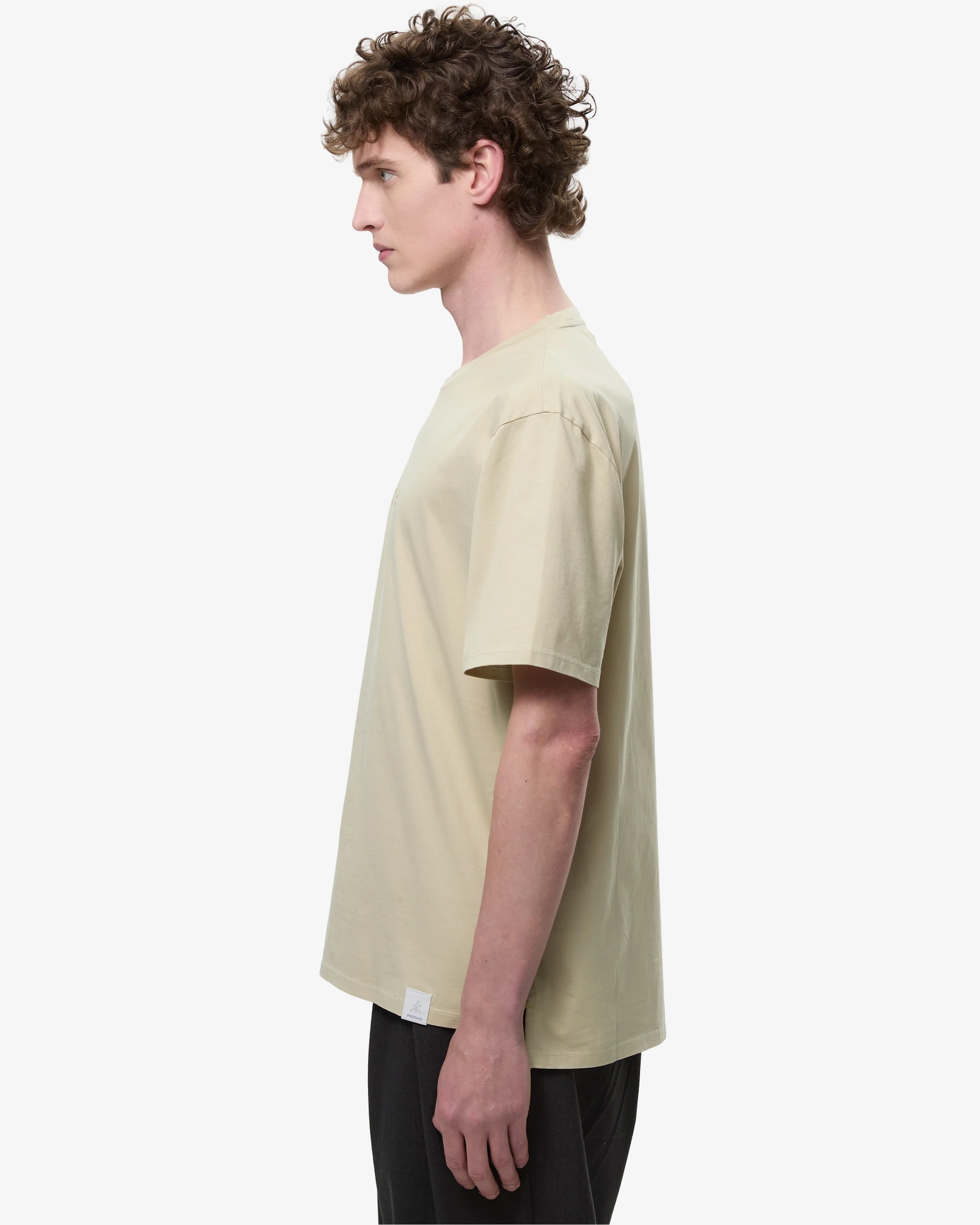 T-Shirt with Contrast Seams and Inhale-Exhale Print Green