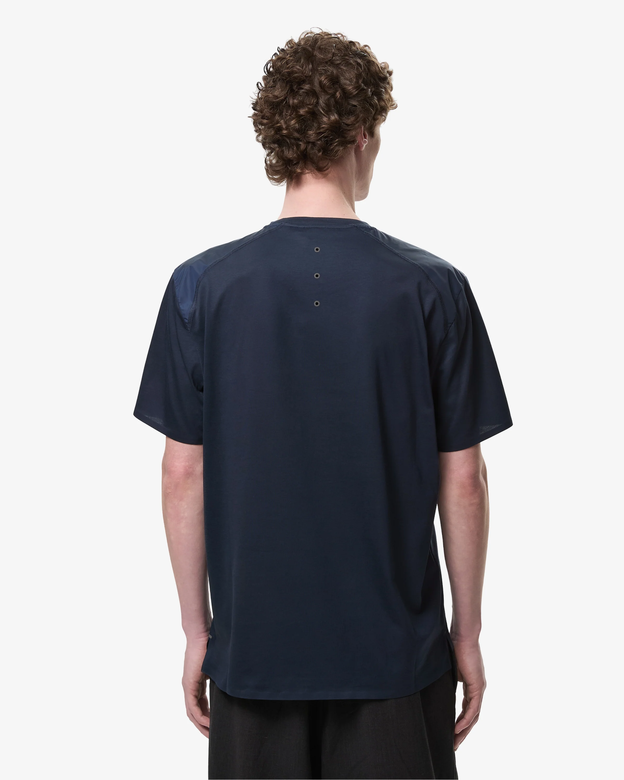 Cotton T-Shirt with Nylon Inserts and Logo Transfer Blue