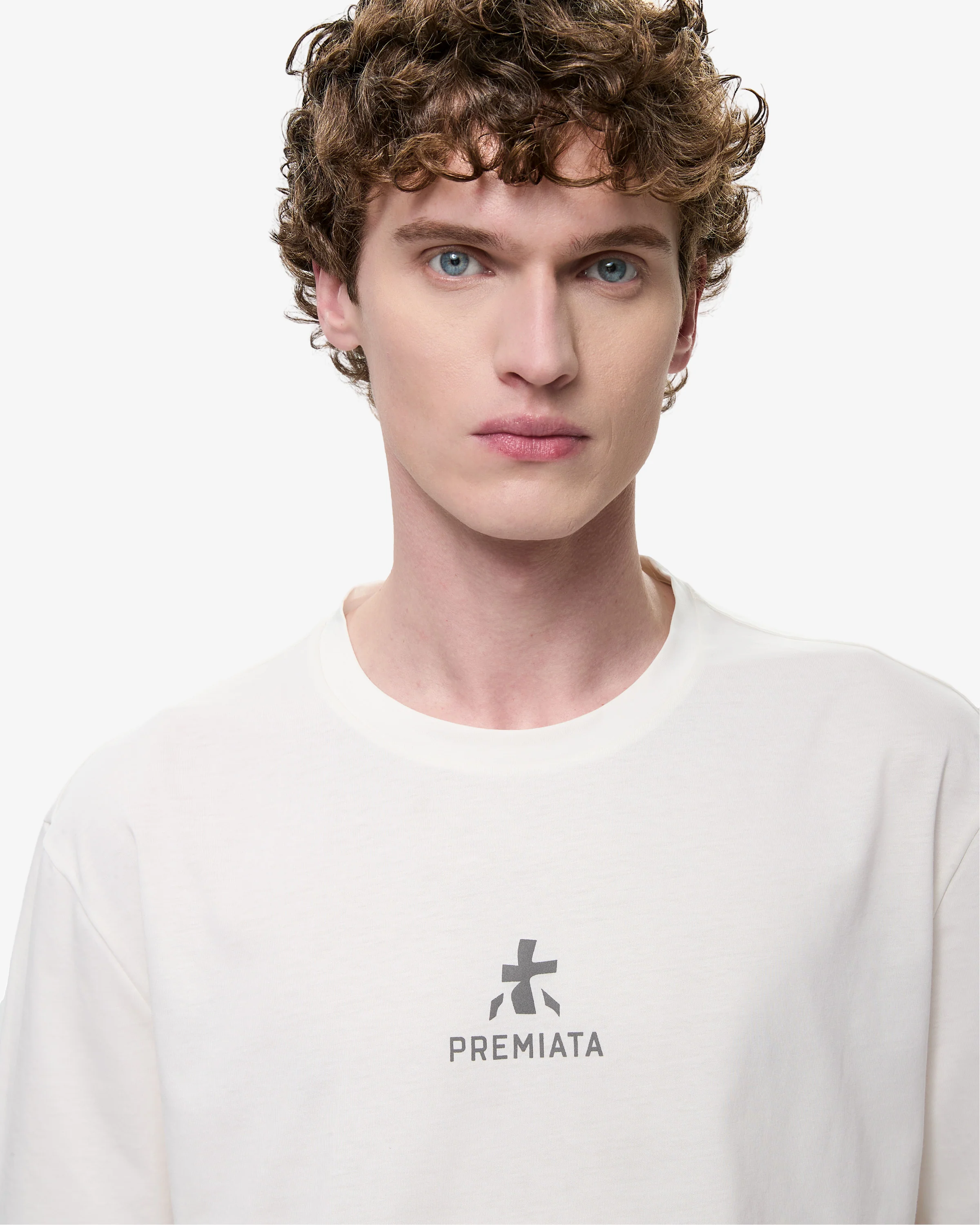 Cotton T-Shirt with Bonded Details and Hot Finish White