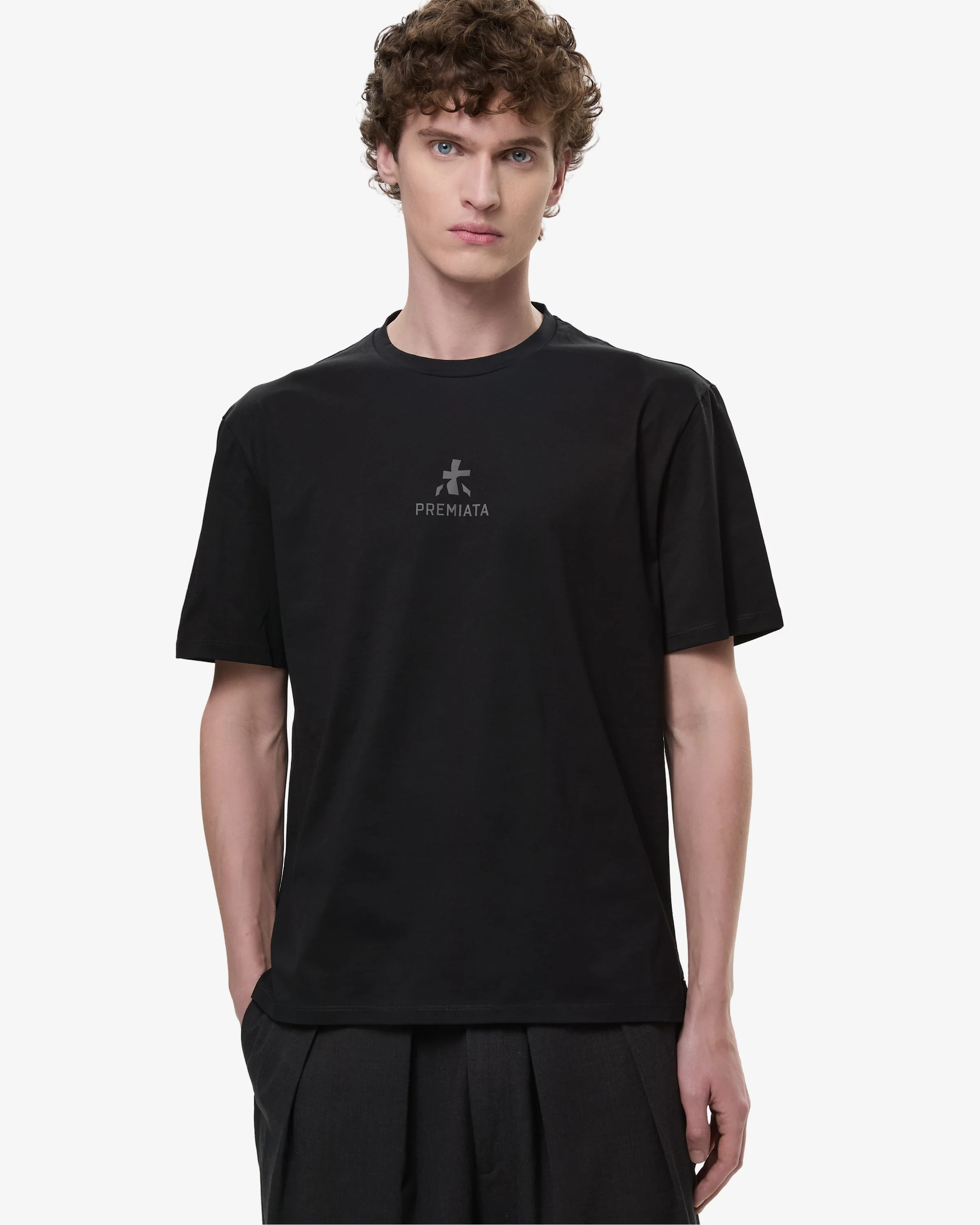Cotton T-Shirt with Bonded Details and Hot Finish Black
