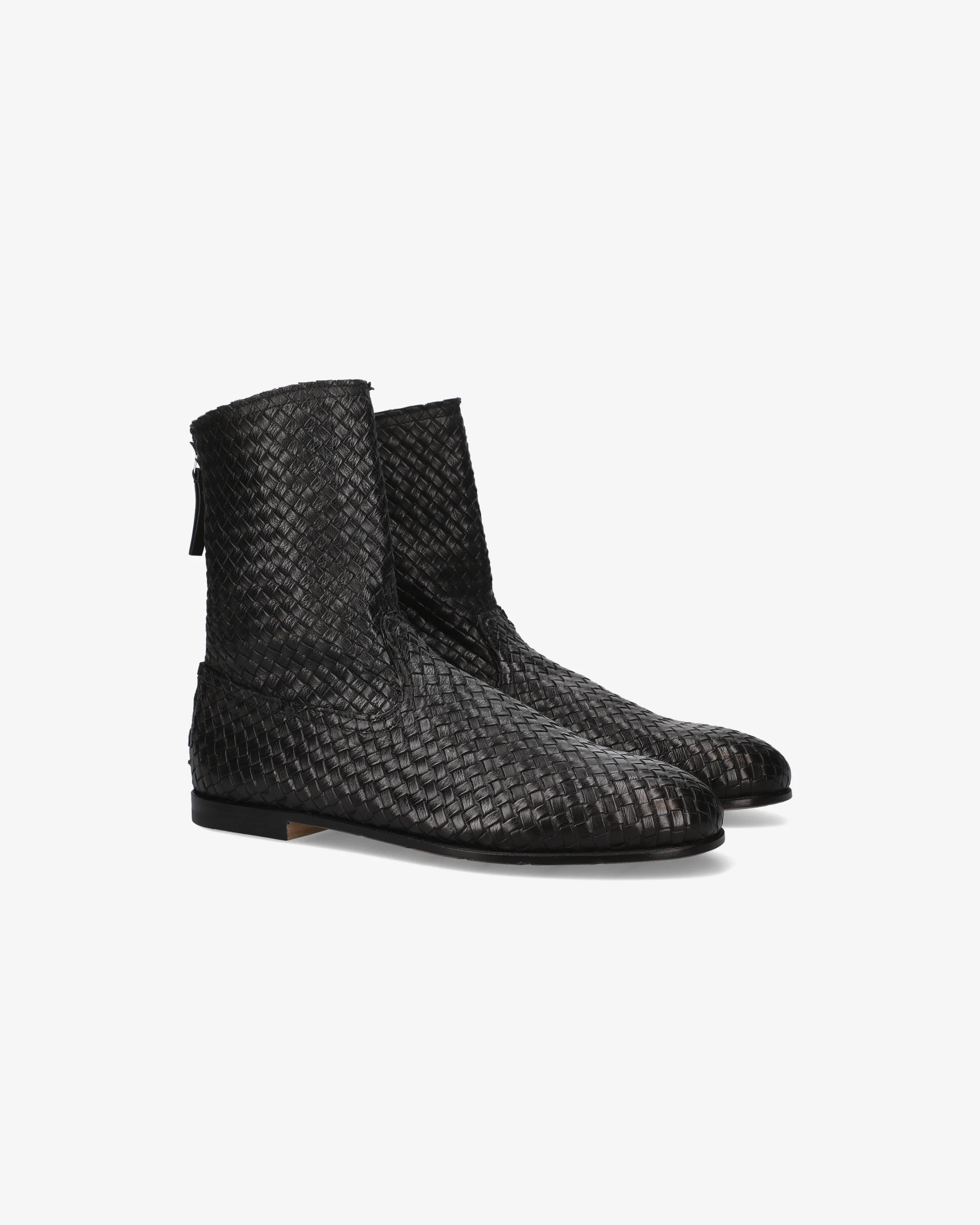 Braided Leather Boot with Leather Sole