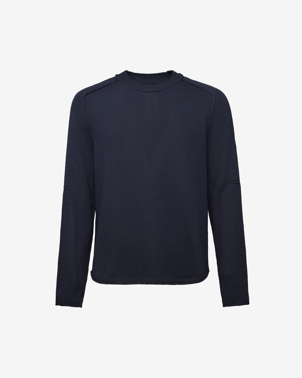 Cotton Crepe Sweater with Patches and Roll Neck Blue