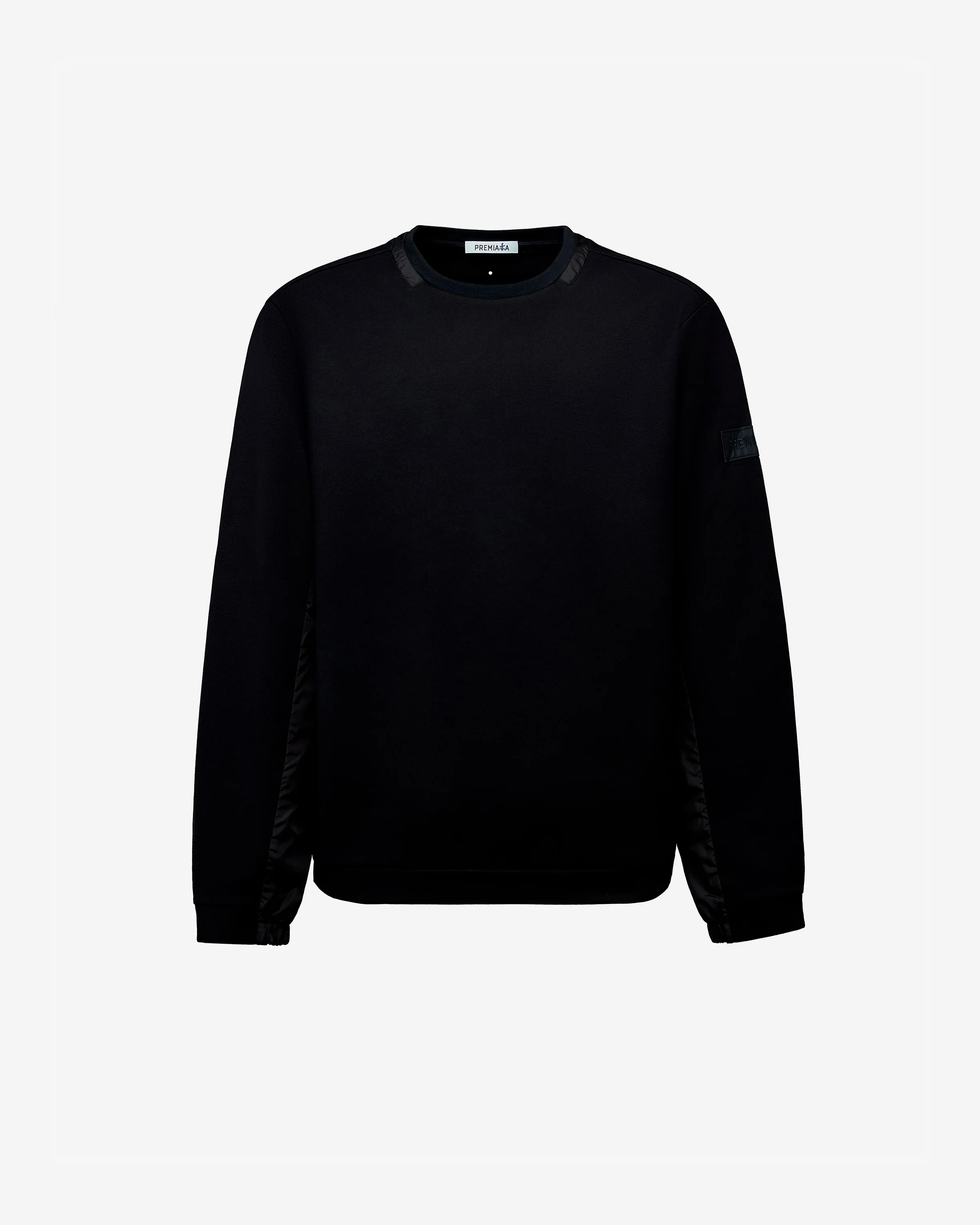 Crew Neck Sweatshirt with Nylon Details and Black Embroidered Logo