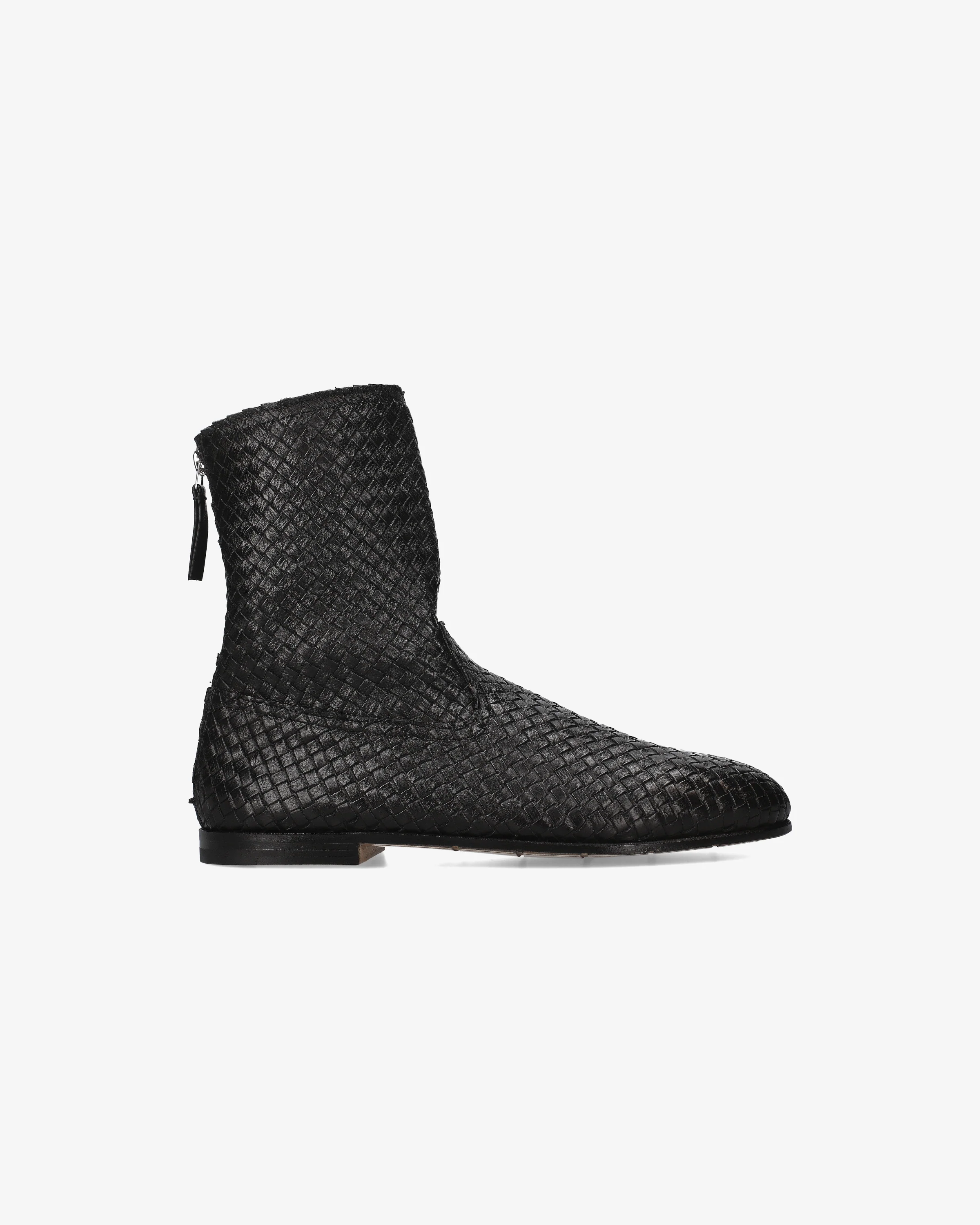 Braided Leather Boot with Leather Sole
