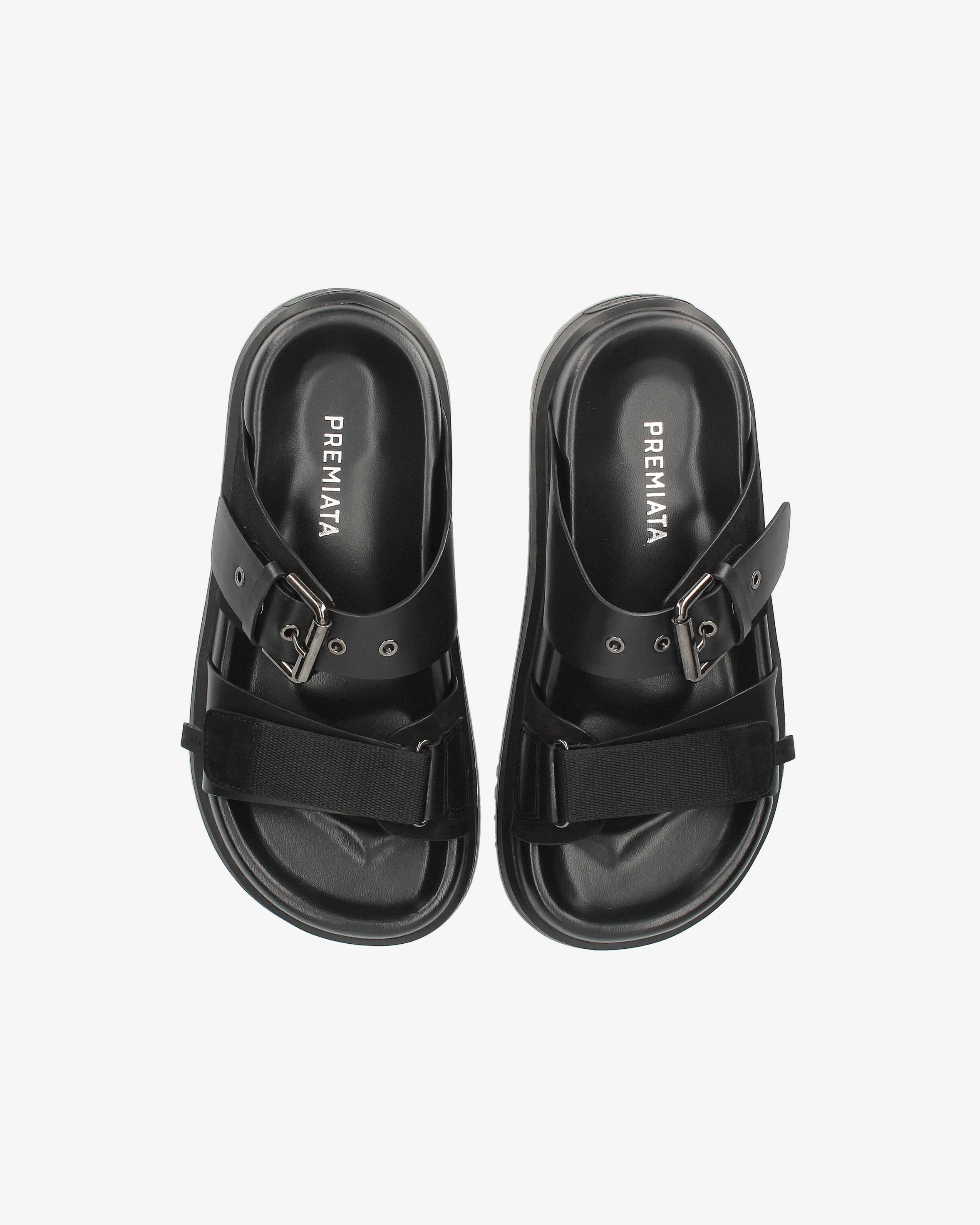 Sandal with Velcro Straps and Silver Buckle