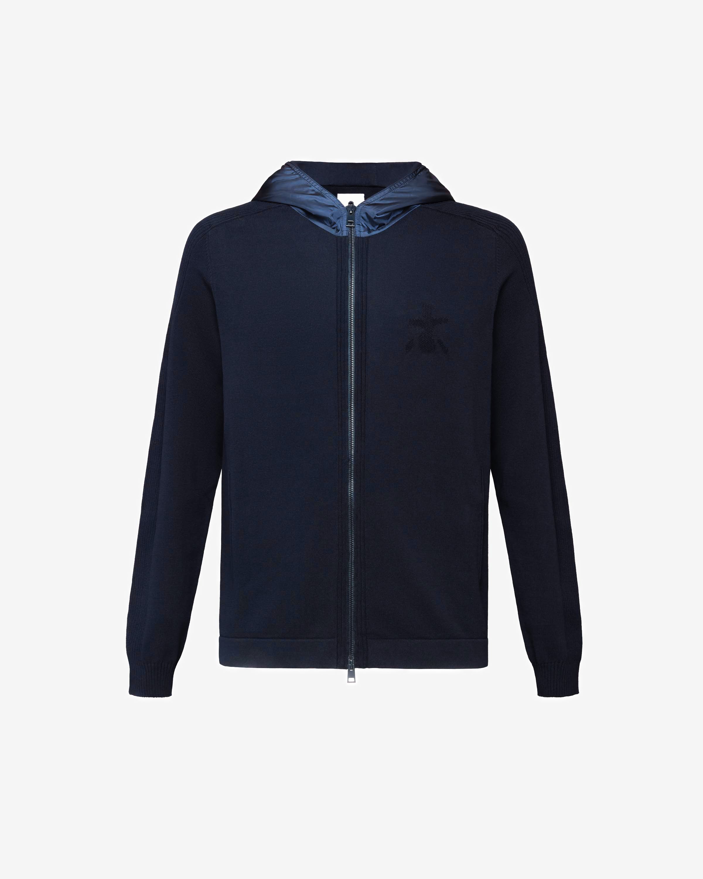 Knit with Openwork and Inside Pockets Blue