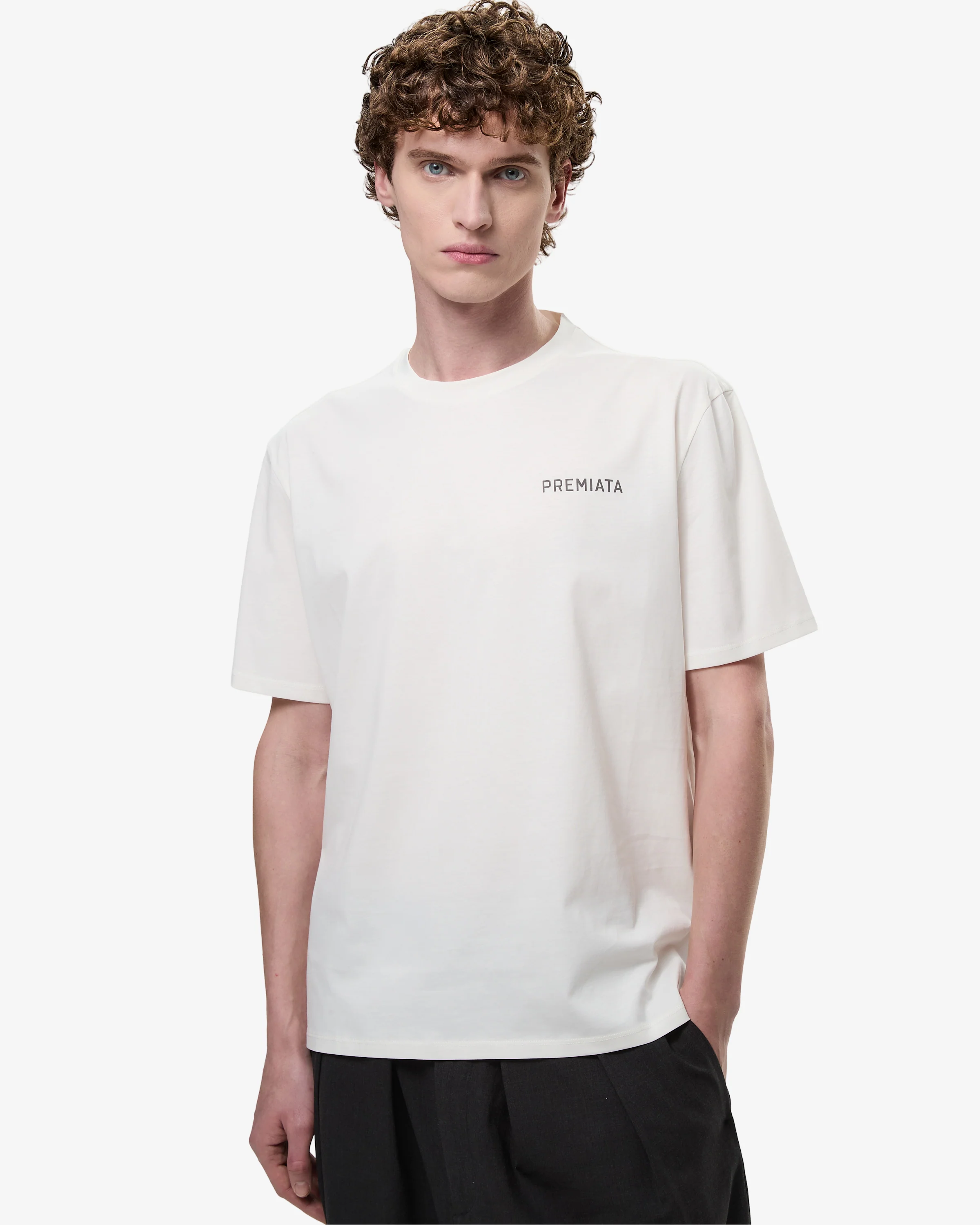 T-Shirt with Side Slits and Contrasting Details White