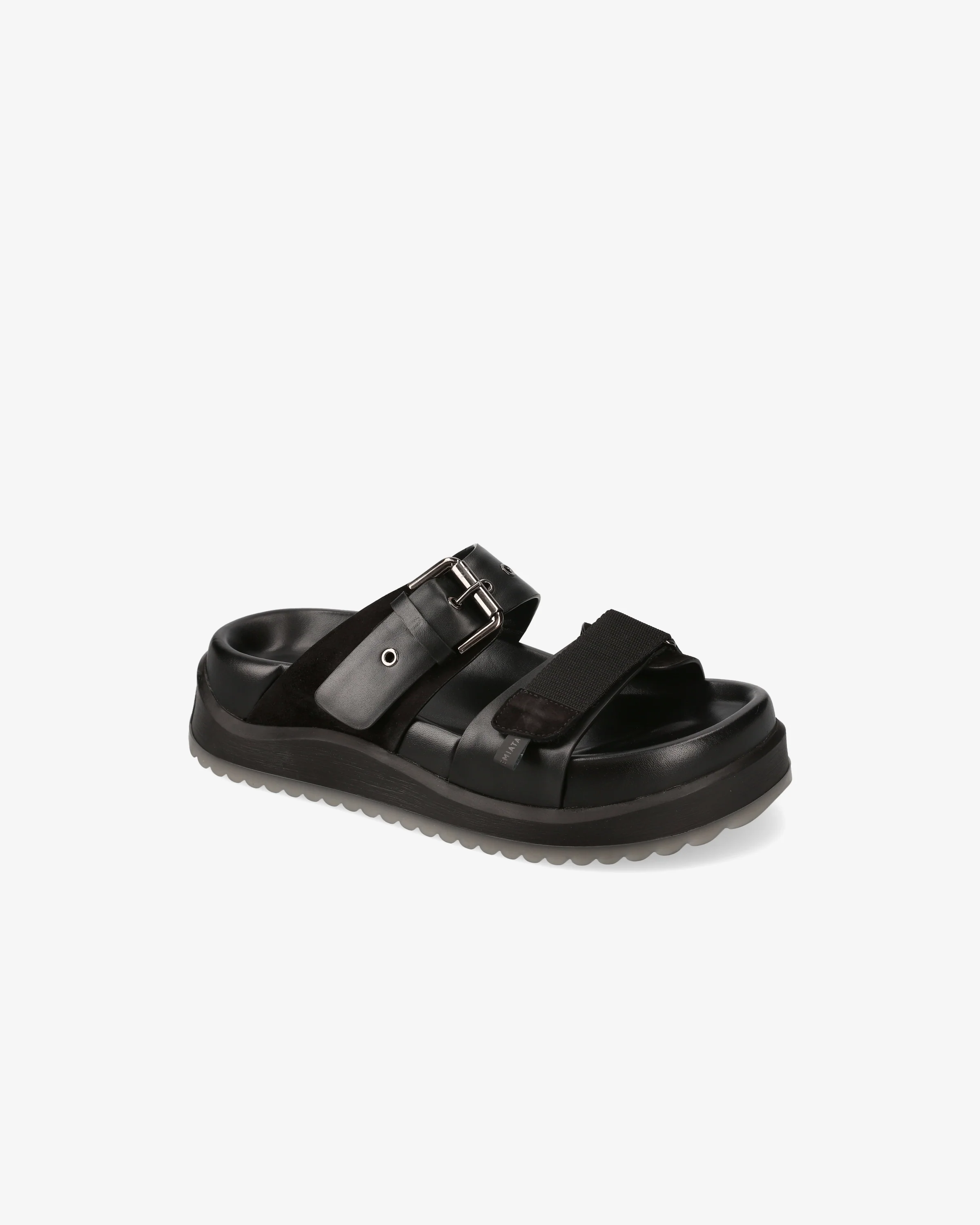 Sandal with Velcro Straps and Silver Buckle