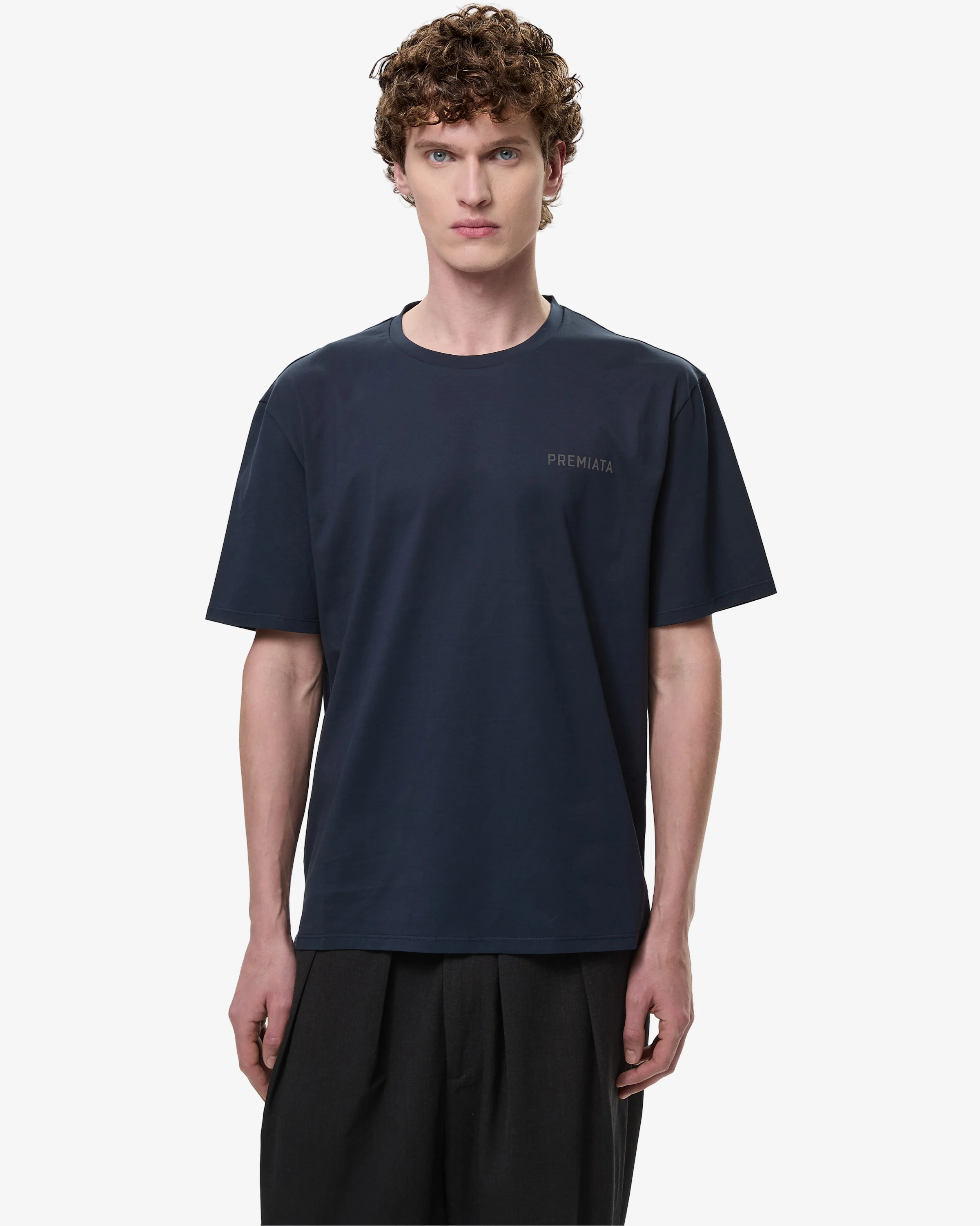 T-Shirt with Side Slits and Contrasting Details Blue
