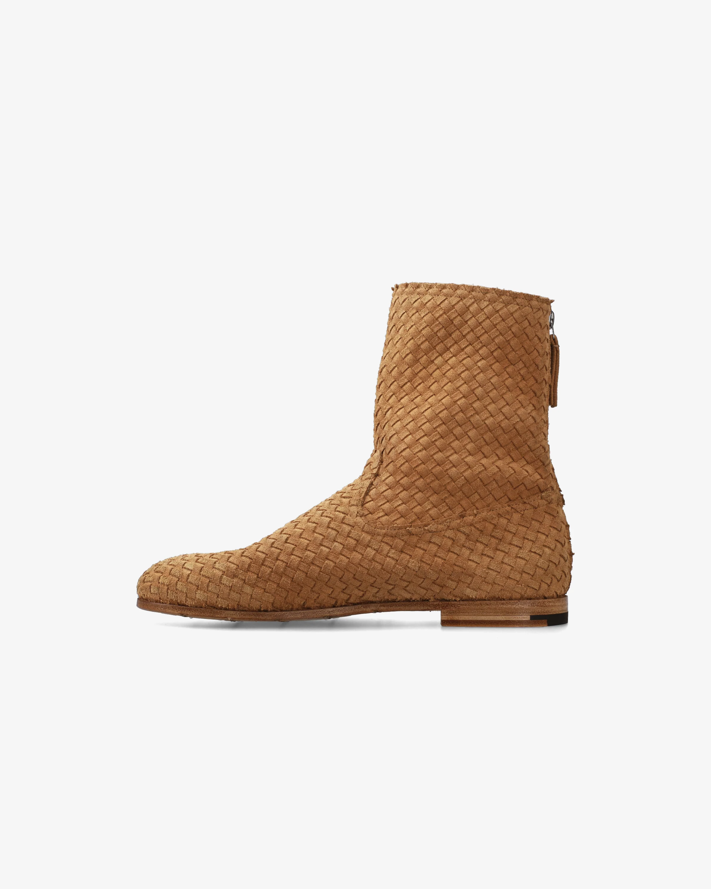 Ankle Boot with Braided Suede Upper and Leather Sole