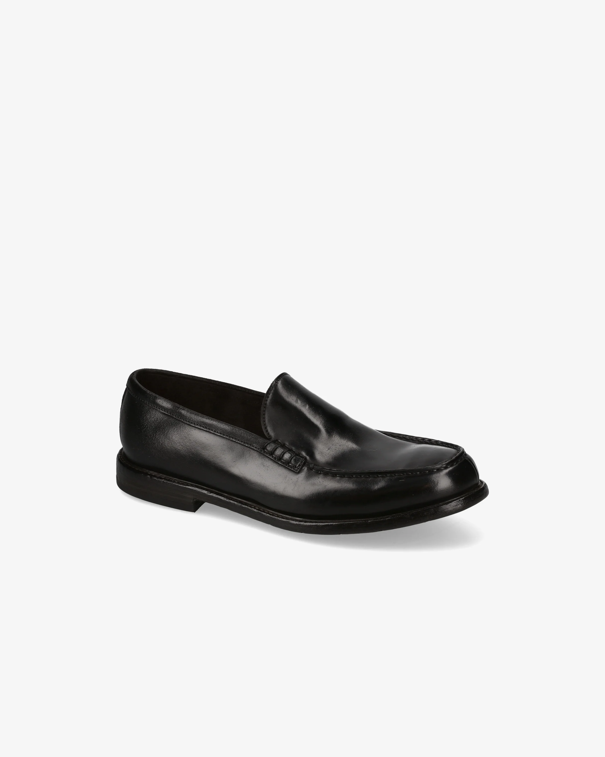 Black Horse Leather Loafer with Leather Sole