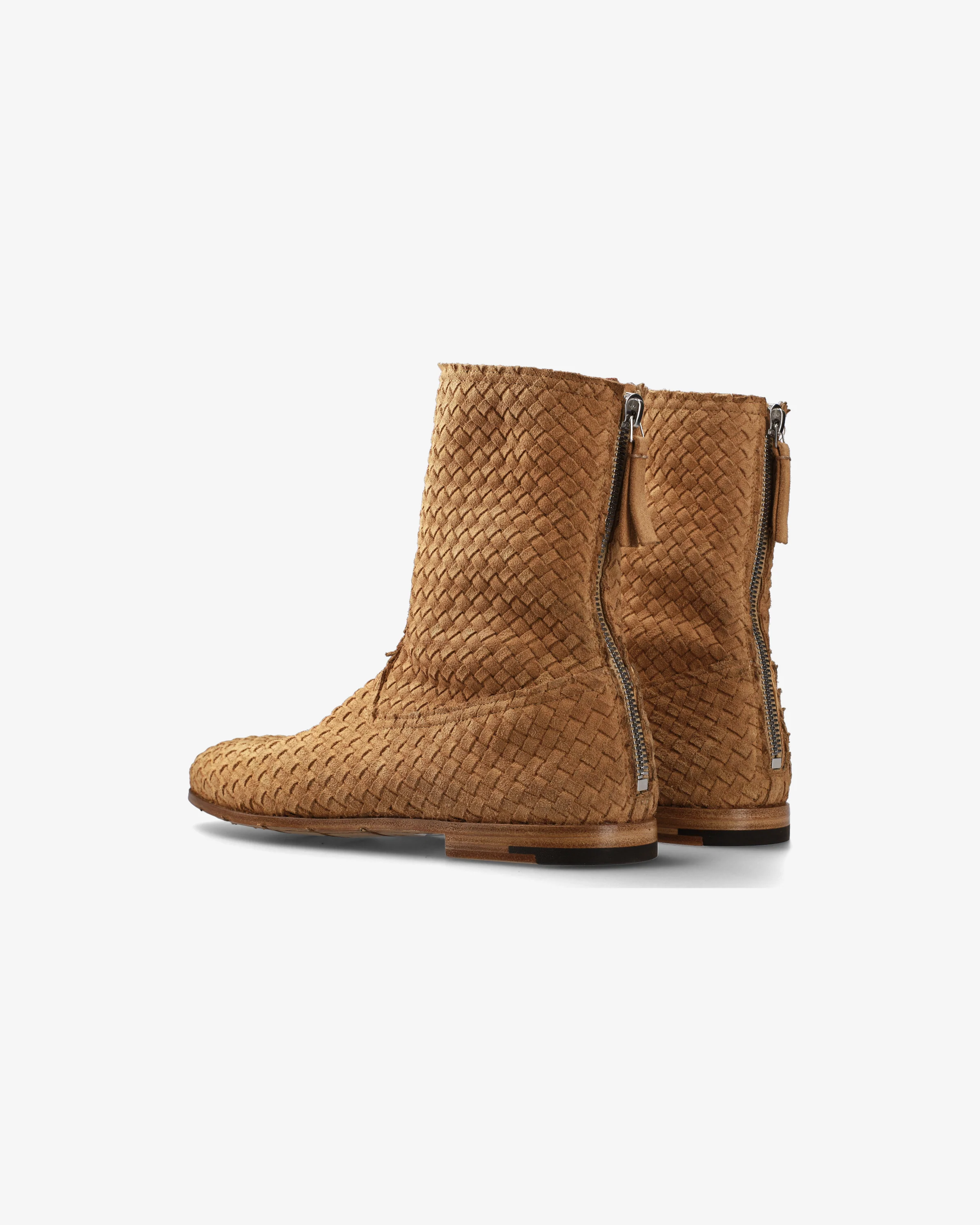 Ankle Boot with Braided Suede Upper and Leather Sole