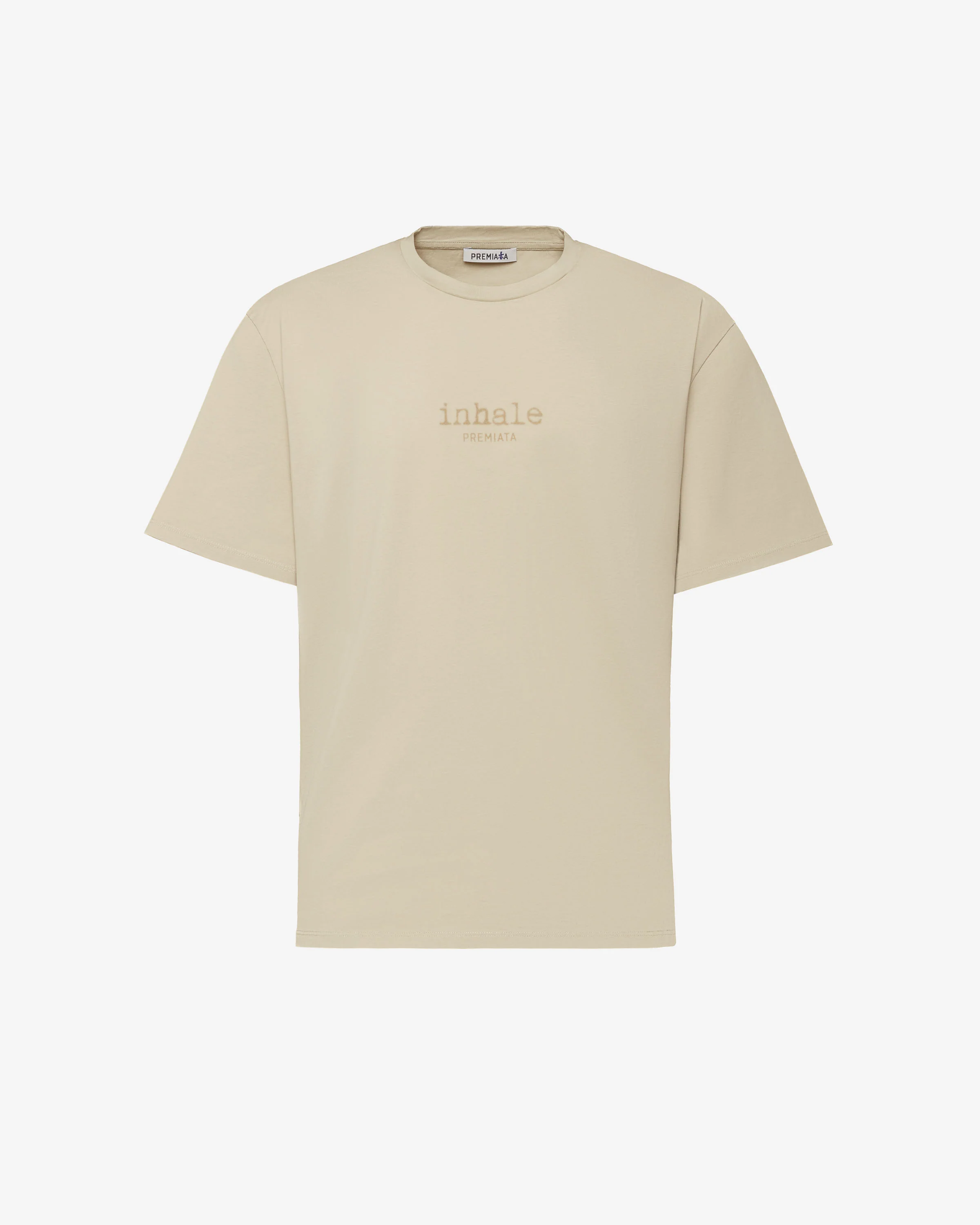 T-Shirt with Contrast Seams and Inhale-Exhale Print Green
