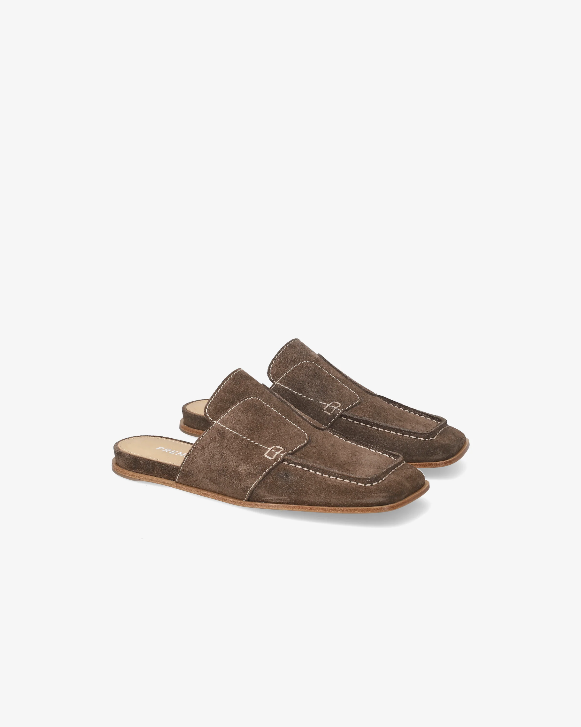 Calfskin Sabot with Exposed Stitching