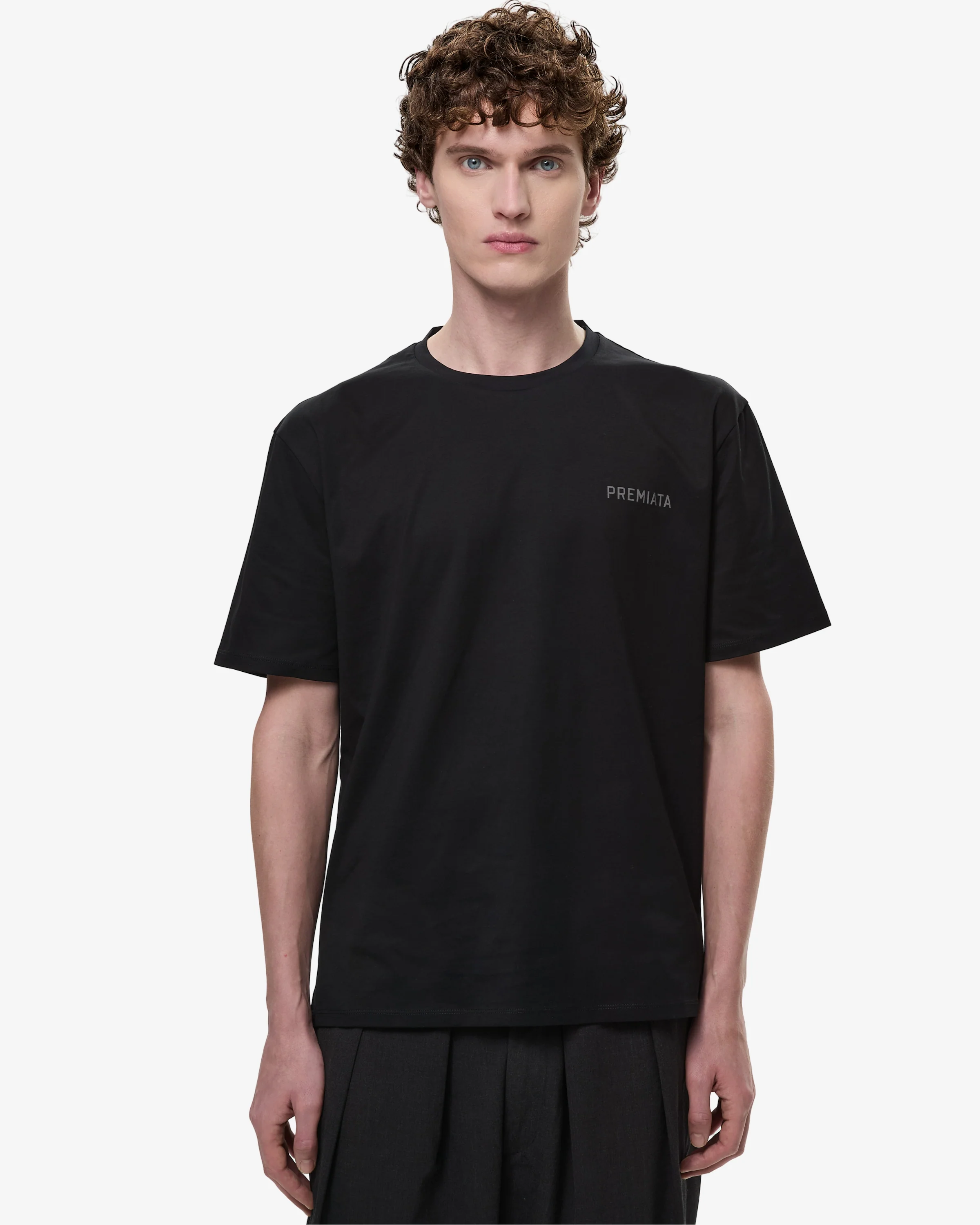 T-Shirt with Side Slits and Contrasting Details Black