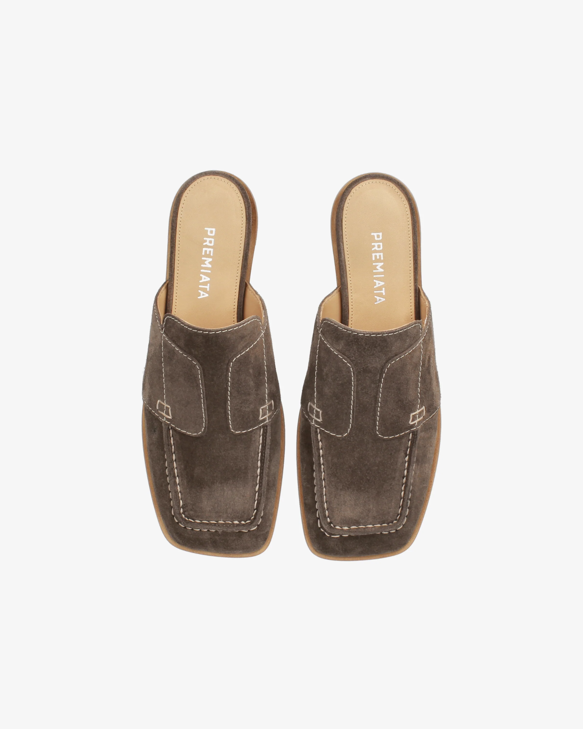 Calfskin Sabot with Exposed Stitching