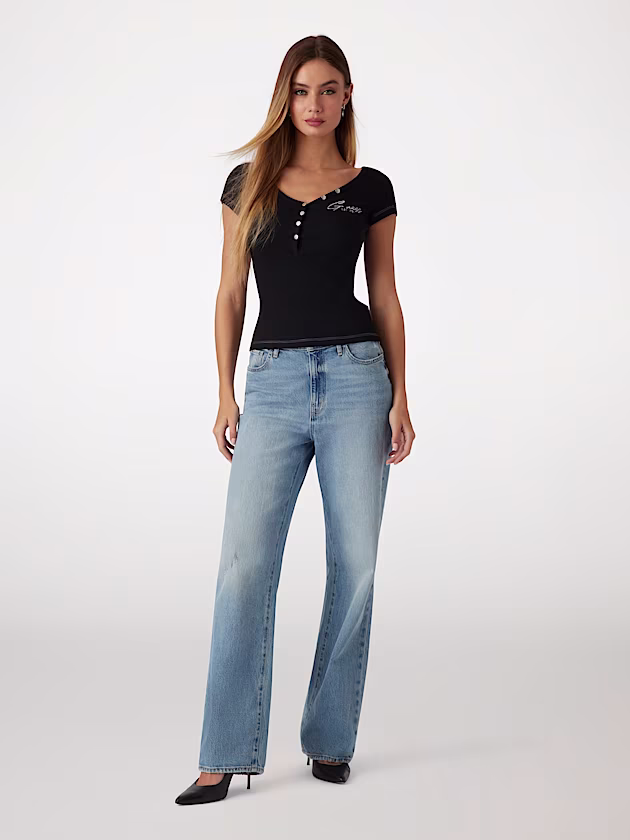 Rib knit logo top - GUESS