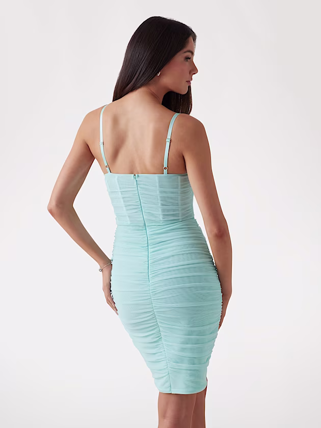 Bodycon embroidered mesh dress - GUESS