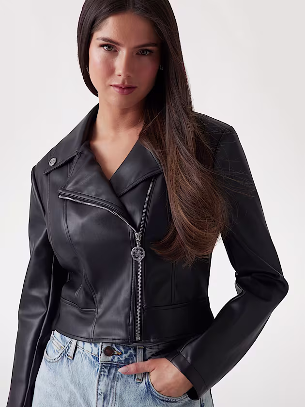 Faux leather biker jacket - GUESS