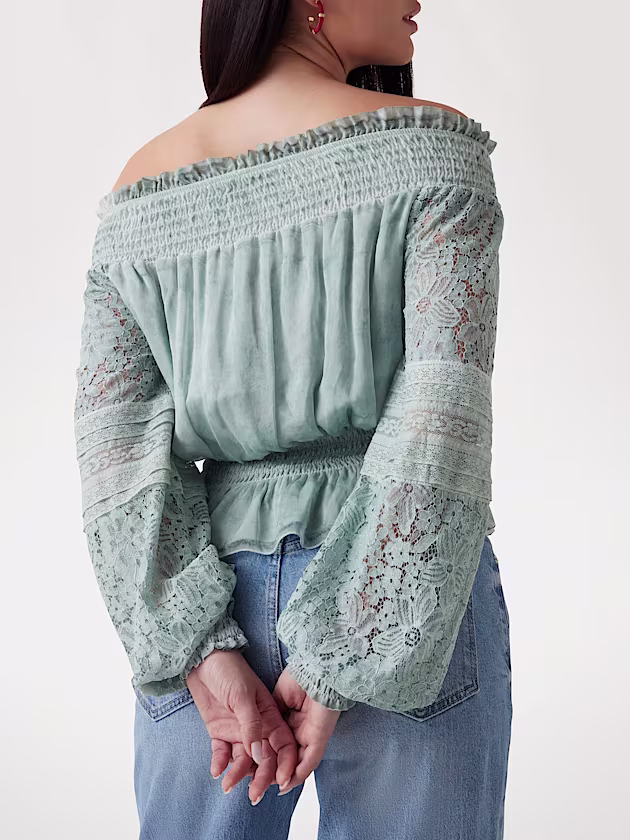 Silk-blend off-shoulder top - GUESS