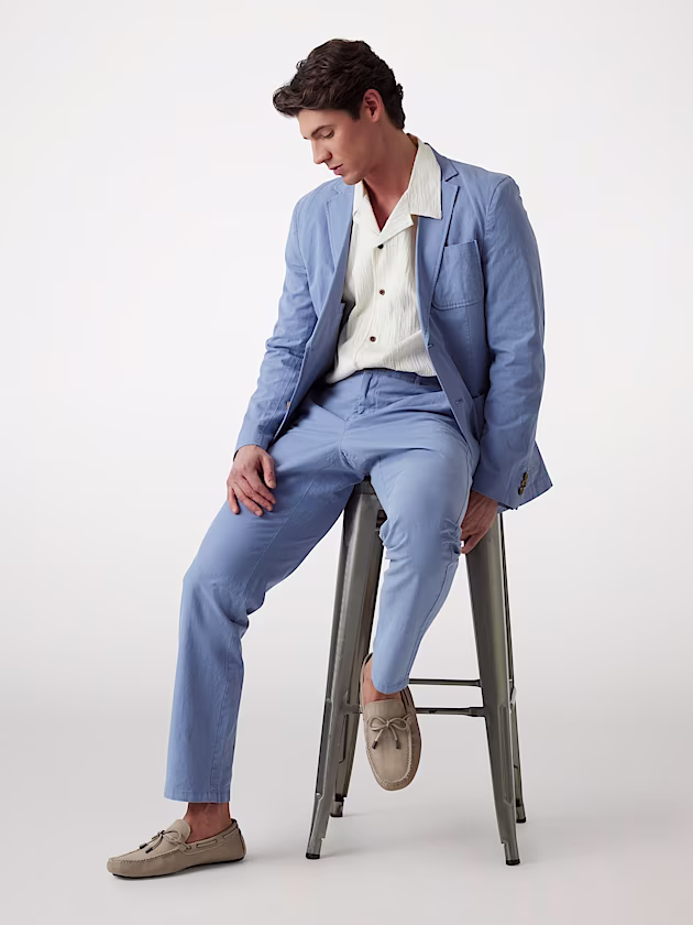 Linen-blend single-breasted blazer - GUESS