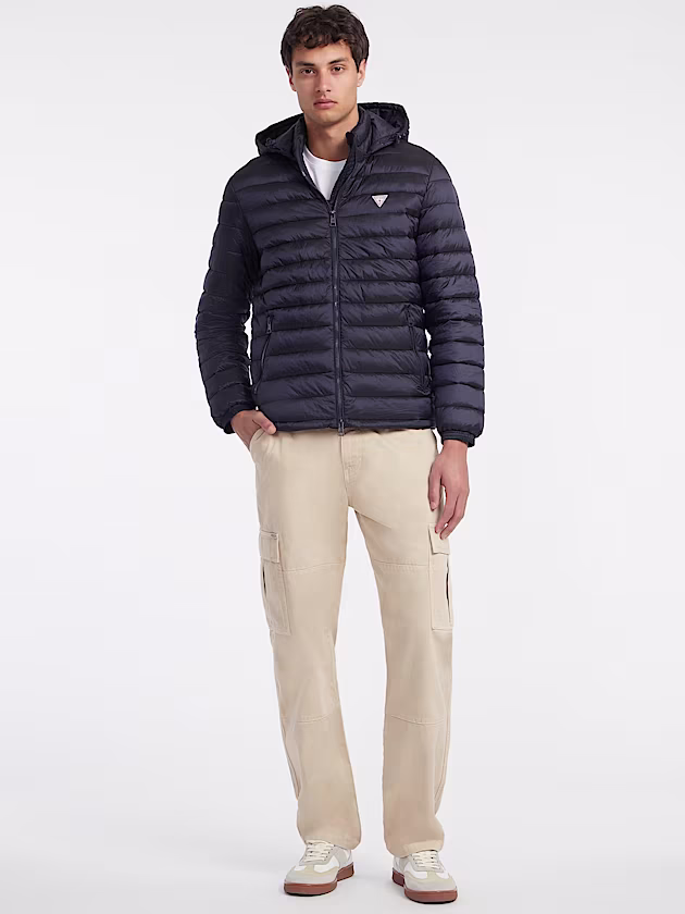 Nylon Hooded Puffer Jacket - GUESS