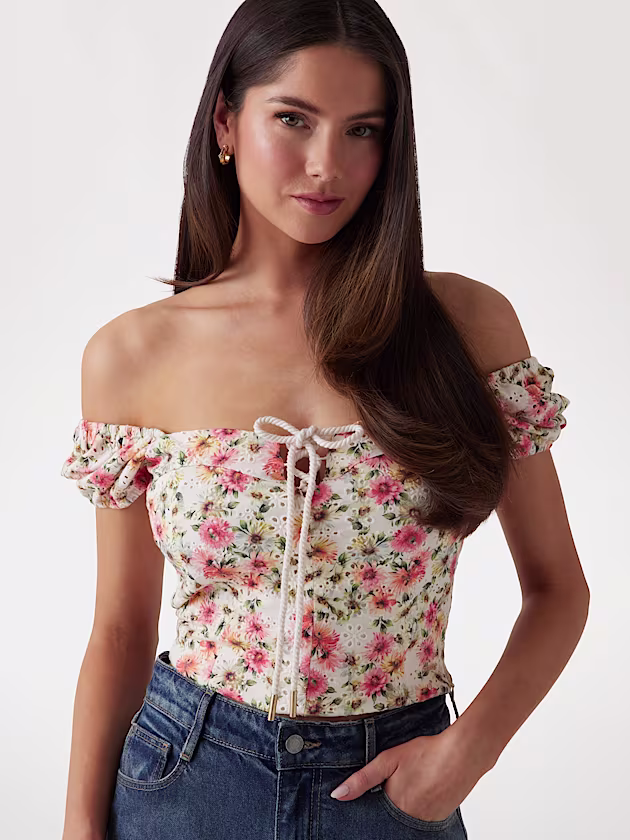 Broderie anglaise crop top - GUESS