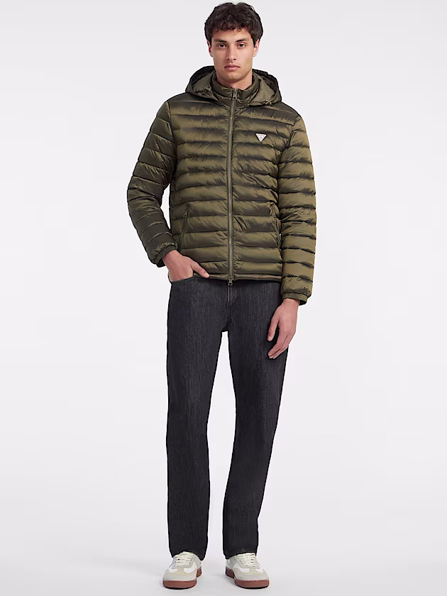 Nylon Hooded Puffer Jacket - GUESS