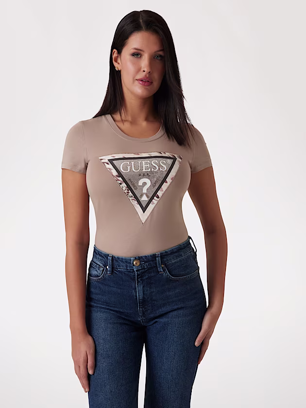 Animalier triangle logo T-shirt - GUESS
