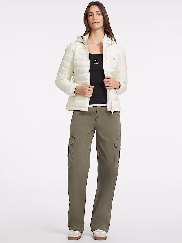 Nylon Hooded Puffer Jacket - GUESS