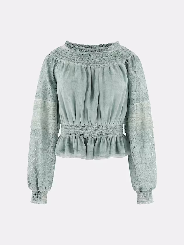 Silk-blend off-shoulder top - GUESS