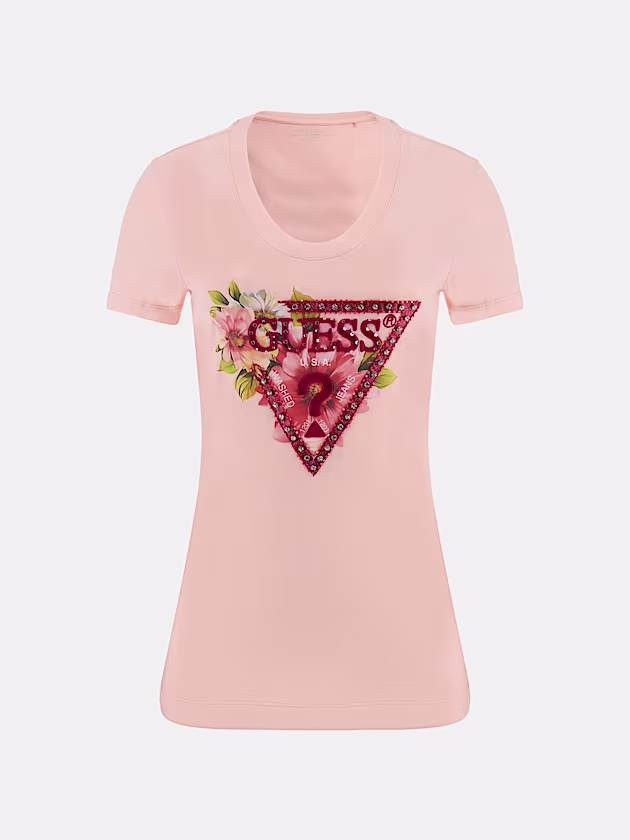 Floral triangle logo T-shirt - GUESS