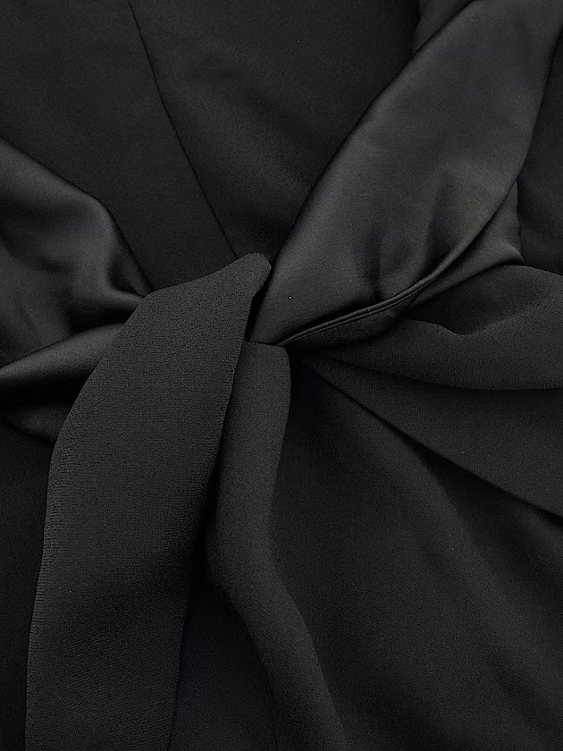 Long crêpe dress with satin trim - GUESS