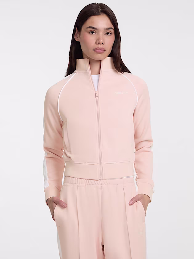 Full zip sweatshirt with contrasting bands - GUESS