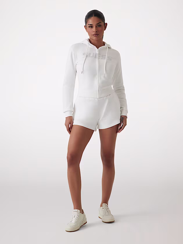 Logo rhinestones hoodie sweatshirt - GUESS