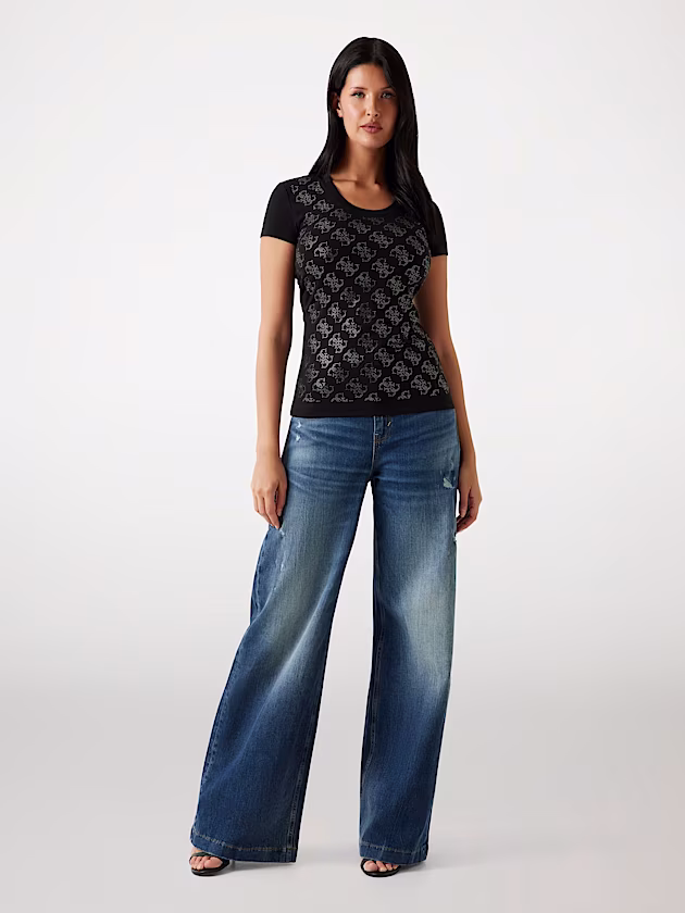 Rhinestones 4G logo t-shirt - GUESS