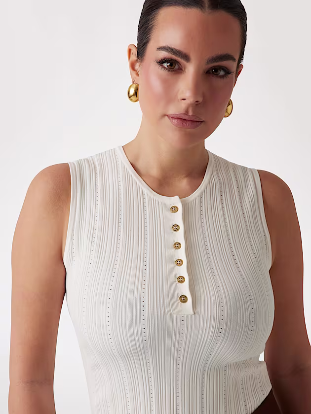 Marciano rib-knit sweater top - GUESS