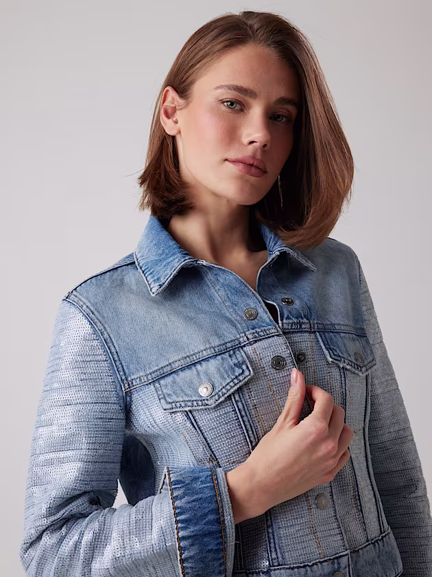 Sequin cropped denim jacket - GUESS