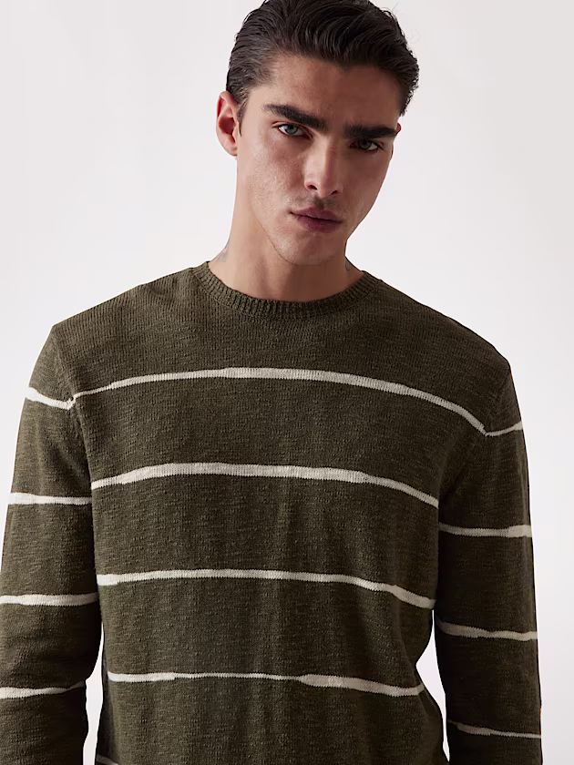Linen-blend striped sweater - GUESS